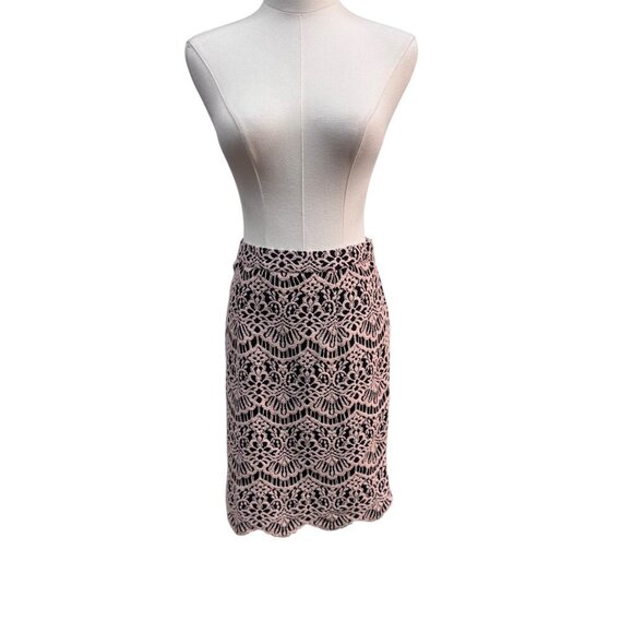 EUC Halogen Pink & Black Lace Pencil Skirt – Size 0 - Picture 2 of 6